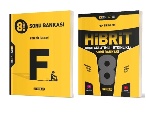 HIZ YAYINLARI 8. Sınıf Fen Bilimleri Soru Bankası + Hibrit Soru Bankası (Konu Anlatımlı - Etkinlikli) ürün görseli