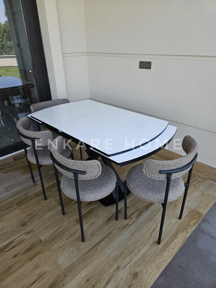 Enkare Beyaz X Masa Karamel Elisa Sandalye, Mutfak, Salon - 3