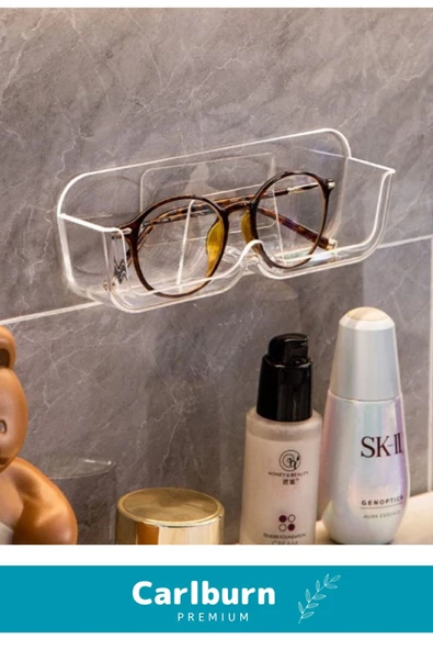 Özel Üretim Dolap İç Dışı Ayna Kenarı Banyo Duvar Kendinden Yapışkanlı Şeffaf Gözlük Standı - 3 Adet - 2