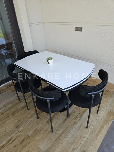 Enkare Beyaz X Masa Siyah Elisa Sandalye, Mutfak, Salon - 3