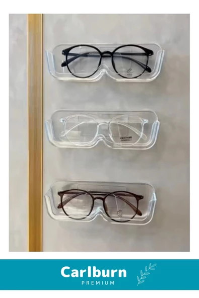 Özel Üretim Dolap İç Dışı Ayna Kenarı Banyo Duvar Kendinden Yapışkanlı Şeffaf Gözlük Standı - 3 Adet - 6