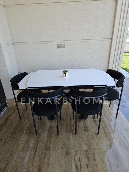 Enkare Beyaz X Masa Siyah Elisa Sandalye, Mutfak, Salon - 2