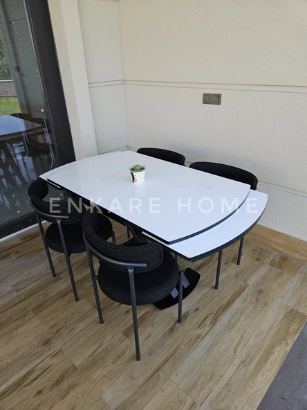 Enkare Beyaz X Masa Siyah Elisa Sandalye, Mutfak, Salon - 5