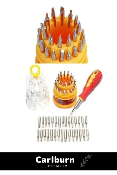 Özel Üretim Çok Amaçlı Metal Başlıklı Kauçuk Tutmalı Rahat Hafif Yumurta Tornavida Seti 31 Parça - 2