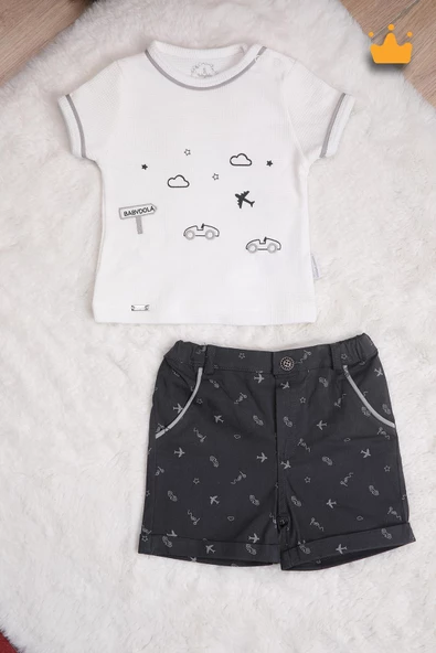 %100 Pamuk Triko Kız Erkek Bebek Çocuk Şortlu Takım 15031
