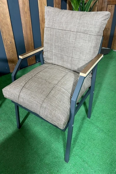 UFUK HOME Linda 211 Sehpalı Kahverengi Fermuarlı Bahçe Balkon Takımı, Cafe, Salon - Metal Kanepe Koltuk Takımı - 4