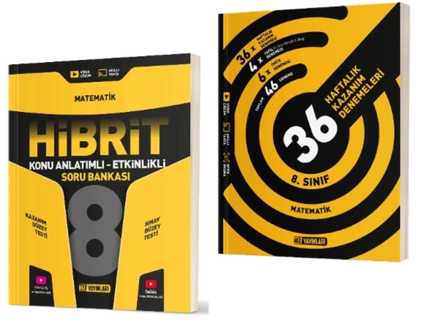 HIZ YAYINLARI 8. Sınıf Matematik Hibrit Soru Bankası (Konu Anlatımlı - Etkinlikli) + 36 Haftalık Deneme