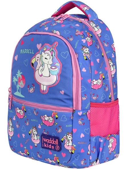 Waddell Lisanslı Lila Unicorn Desenli İlkokul Çantası Beslenme Çantası ve Kalemlik - 3