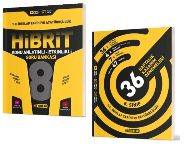 HIZ YAYINLARI 8. Sınıf İnkılap Tarihi ve Atatürkçülük Hibrit Soru Bankası (Konu Anlatımlı - Etkinlikli) + 36 Haftalık De