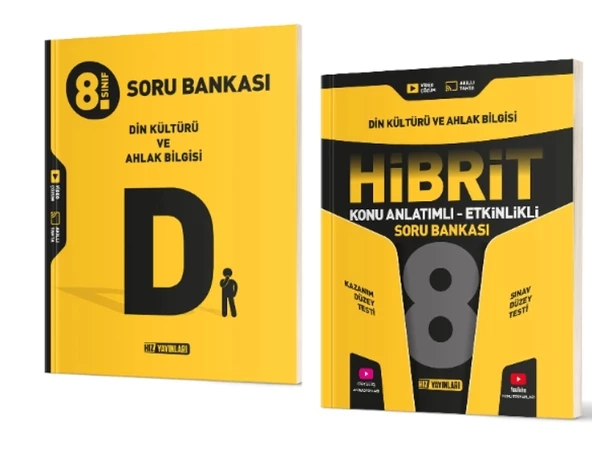 HIZ YAYINLARI 8. Sınıf Din Kültürü ve Ahlak Bilgisi Soru Bankası + Hibrit Soru Bankası (Konu Anlatımlı - Etkinlikli)