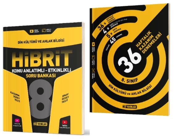 HIZ YAYINLARI 8. Sınıf Din Kültürü ve Ahlak Bilgisi Hibrit Soru Bankası (Konu Anlatımlı - Etkinlikli) + 36 Haftalık Dene