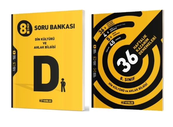 HIZ YAYINLARI 8. Sınıf Din Kültürü ve Ahlak Bilgisi Soru Bankası + 36 Haftalık Deneme ürün görseli