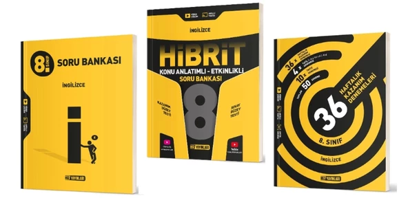 HIZ YAYINLARI 8. Sınıf İngilizce Soru Bankası + Hibrit Soru Bankası (Konu Anlatımlı - Etkinlikli) + 36 Haftalık Deneme