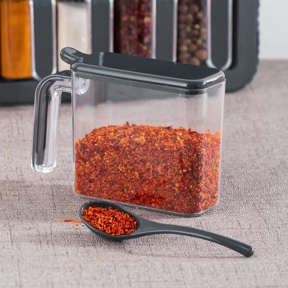 Porsima 1129 12li Etiketli Standlı Baharatlık Takımı Kendinden Yapışkanlı Kaşıklı Ve Kapaklı Baharatlık Seti - Resim 3