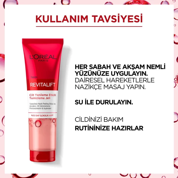 L'Oréal Paris Revitalift Cilt Yenileme Etkili Temizleme Jeli 150ML - Glikolik Asit - 5