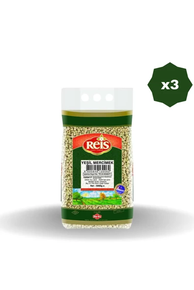 Reis Yeşil Mercimek 5KG X 3 ADET