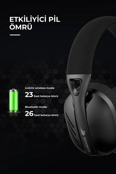 Havit Gamenote Fuxi-H3 Gaming Oyuncu Mikrofonlu Kulaklığı 7.1 - 4 Modlu (BT, 2.4Ghz, Type-C, 3.5mm) - Beyaz - 3