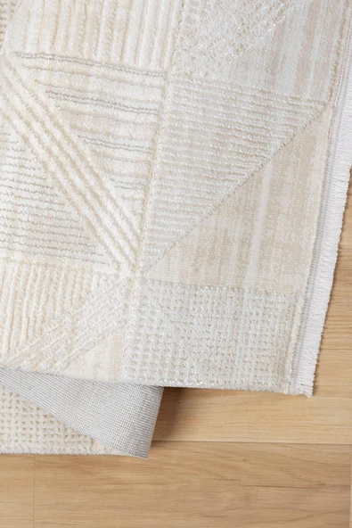 Konfor Elex 5211 Bej Renkli Salon Mutfak Oturma Odası Halısı Modern Dokuma Halı - Resim 5