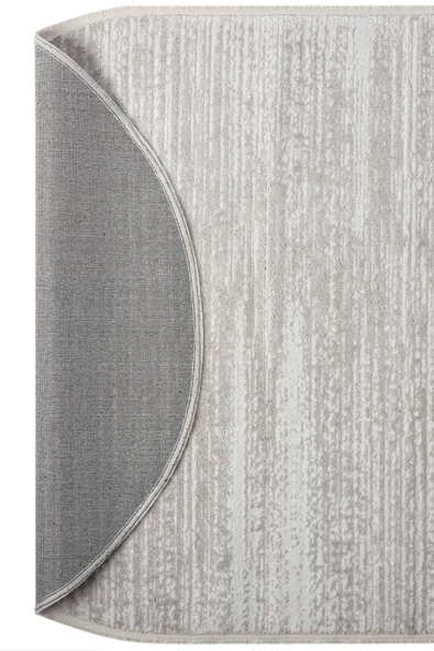 Konfor Jasmine 1452 Oval Krem Bej Modern Dokuma Saçaklı Halı Mutfak Salon Oturma Odası Halısı - 2