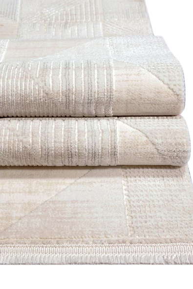 Konfor Elex 5211 Bej Renkli Salon Mutfak Oturma Odası Halısı Modern Dokuma Halı - Resim 2