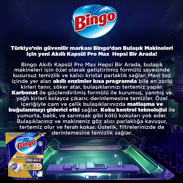Bingo Akıllı Kapsül Pro Max Bulaşık Makinesi Deterjanı Tableti 20 Adet - 5