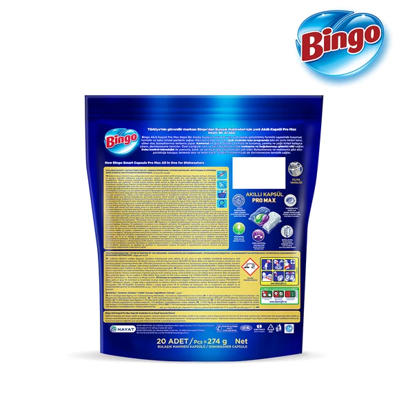 Bingo Akıllı Kapsül Pro Max Bulaşık Makinesi Deterjanı Tableti 20 Adet - 3