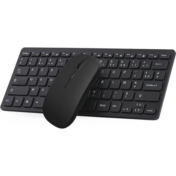 Powerway Maxron MX-3 7" Uyumlu Kablosuz Wireless Pilli Klavye Mouse Seti - Siyah