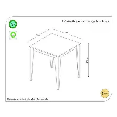 ARTEMİS YEMEK MASASI SİYAH 70 X 70 - Resim 4