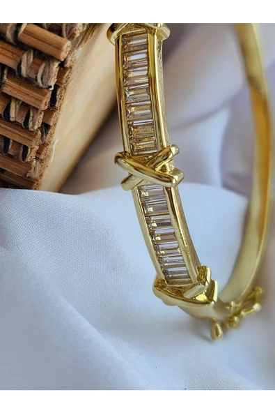 Xoxo Mers Model Zirkon Taşlı Çelik Kelepçe Bileklik - Resim 3