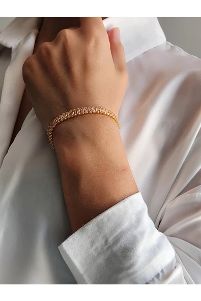 Su Yolu Baget Model Gold Çelik Bileklik
