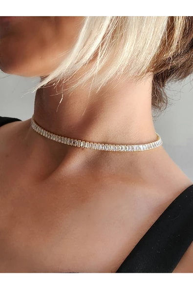 Su Yolu Baget Model Altın Kaplama Gold Renkli Çelik Kolye - Resim 3