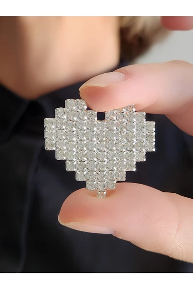 Kalp Model Kristal Taşlı Küpe - 3