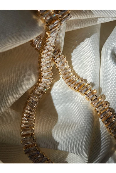 Su Yolu Baget Model Altın Kaplama Gold Renkli Çelik Kolye - Resim 4