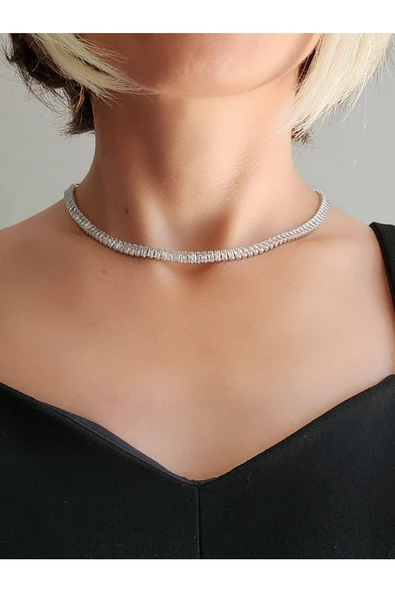 Su Yolu Baget Model Silver Gümüş Renkli Çelik Kolye - 2