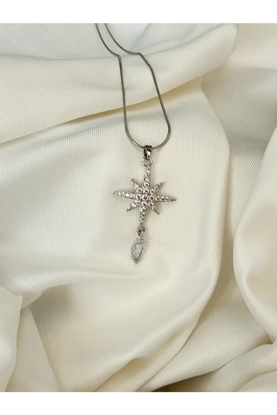 Kuzey Kutup Yıldızı Figürlü Silver Gümüş Renkli Kolye - 3