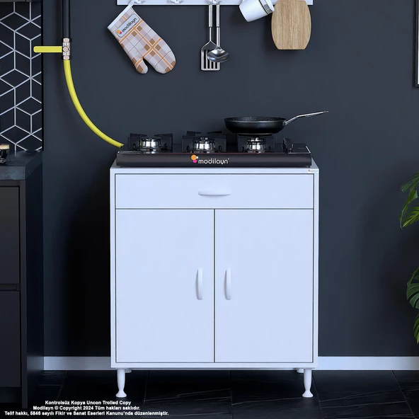 Modilayn BİRCE XXL-75 x 87 x 48 cm Kapaklı Set Ocak Altı Çekmeceli Çok Amaçlı Mutfak & Banyo Dolabı - 4