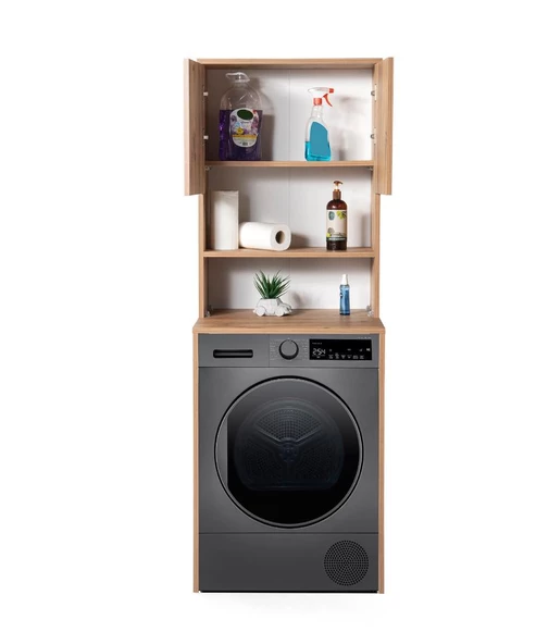 Çamaşır Makinesi Üstü Banyo Dolabı Rafı Kapaklı - 4