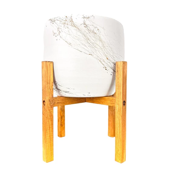 Bitki Tasarımı Beyaz Üzeri Gold Mermer Efektli Toprak Saksı Saksılık Salon Çiçeklik 4 Ayaklı - 19 CM - Resim 4