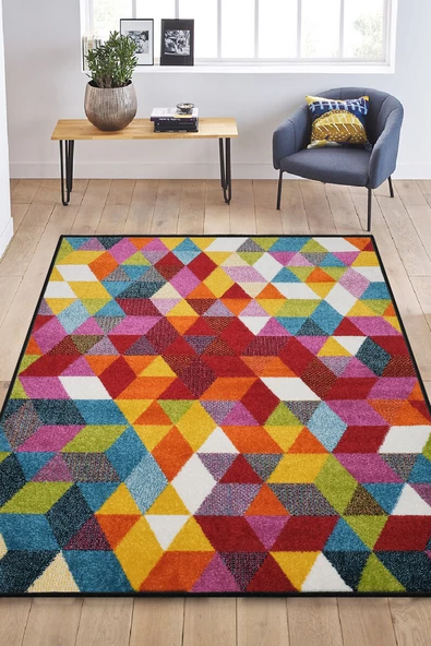 Konfor Geo Renkli Modern Dokuma Halısı 6875 - 1