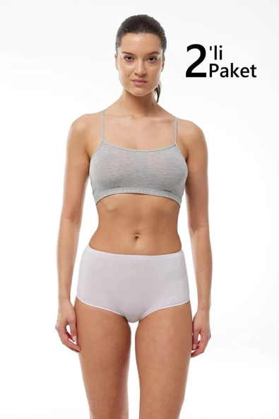 Malabadi 1053 2'Li Paket Kadın Modal Geniş Kenarlı İz Yapmayan Slip & Külot - Resim 11