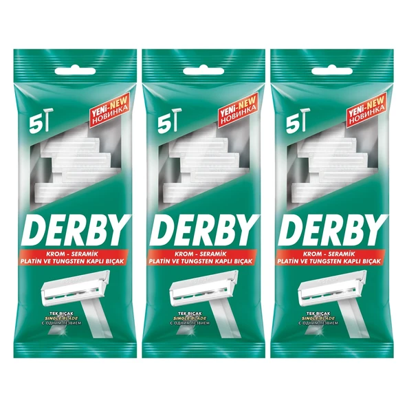 Derby Tek Bıçaklı 5 li Poşet x 3 Adet