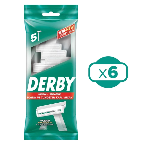 Derby Tek Bıçaklı 5 li Poşet x 6 Adet