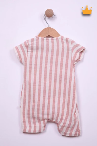 Begisa %100 Pamuk Müslin Erkek Bebek Çizgili Tulum 22404 - 5