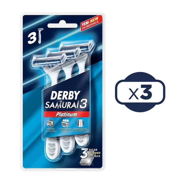 Derby Samurai 3 Platinum 3'lü Blister x 3 Adet