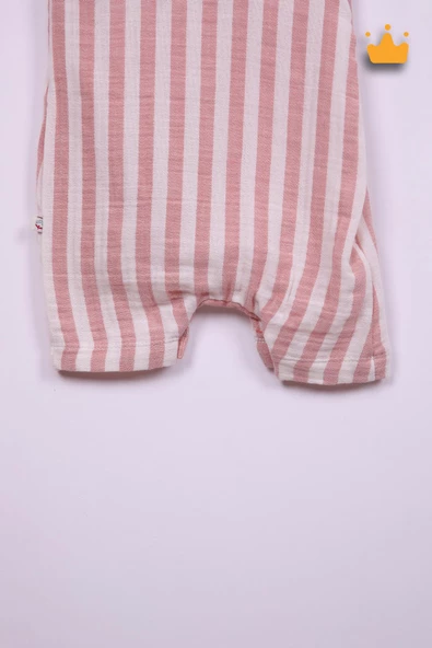 Begisa %100 Pamuk Müslin Erkek Bebek Çizgili Tulum 22404 - 7