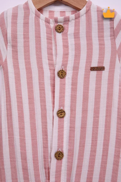 Begisa %100 Pamuk Müslin Erkek Bebek Çizgili Tulum 22404 - 3