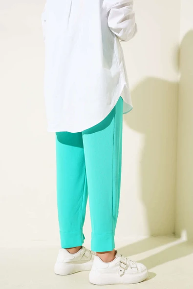 Paça Çıtçıtlı Pantolon Neon Yeşil - 3