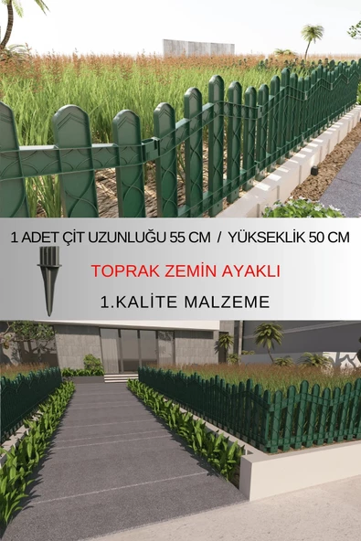 Dekoratif Plastik Bahçe ve Peyzaj Çiti 1 ADET ÇİT (Y: 50 CM / G: 55 CM) TOPRAK AYAKLI - 11