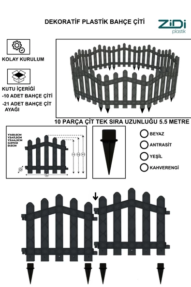 Dekoratif Plastik Bahçe ve Peyzaj Çiti 1 ADET ÇİT (Y: 50 CM / G: 55 CM) TOPRAK AYAKLI - 3