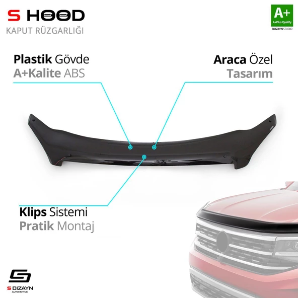 S-Dizayn Nissan Uyumlu Qashqai ABS Plastik Kaput Rüzgarlığı 2007-2010 A+Kalite Parça ürün görseli